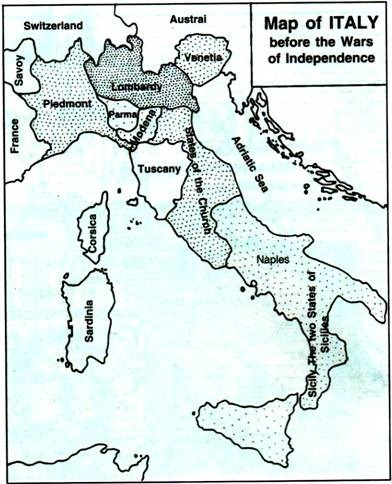 Map of Italy before the wars of Independence